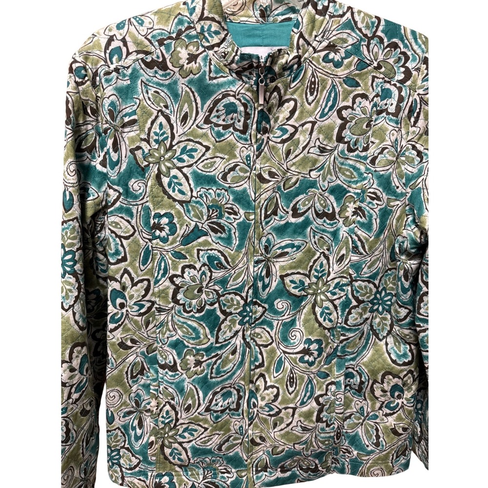 Alfred Dunner Womens 12 Quilted Front Zip Jacket Artsy Office Preppy Grandmacore - Picture 4 of 8